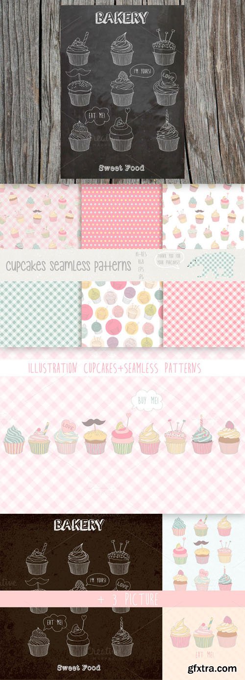 Cupcakes patterns and illustration - CM 75050