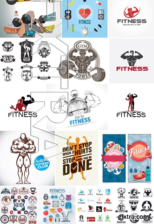 Stock Vectors - Fitness 3, 26xEPS