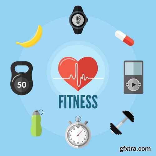 Stock Vectors - Fitness 3, 26xEPS