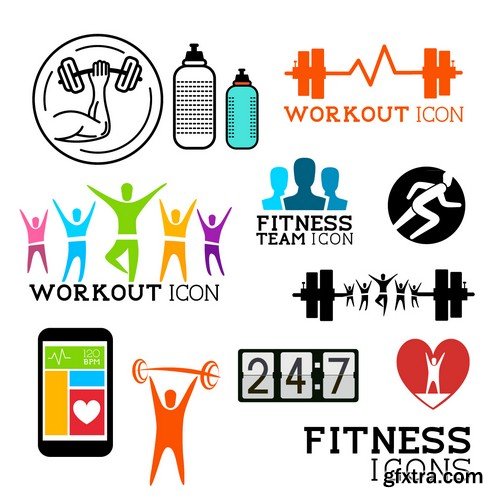 Stock Vectors - Fitness 3, 26xEPS