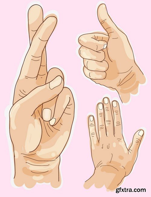 Stock Vectors - Realistically painted hands, 25xEPS