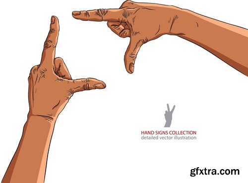 Stock Vectors - Realistically painted hands, 25xEPS