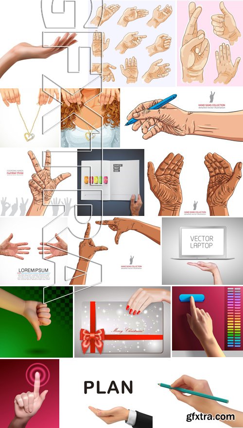 Stock Vectors - Realistically painted hands, 25xEPS