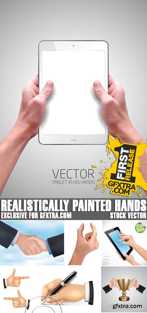 Stock Vectors - Realistically painted hands, 25xEPS