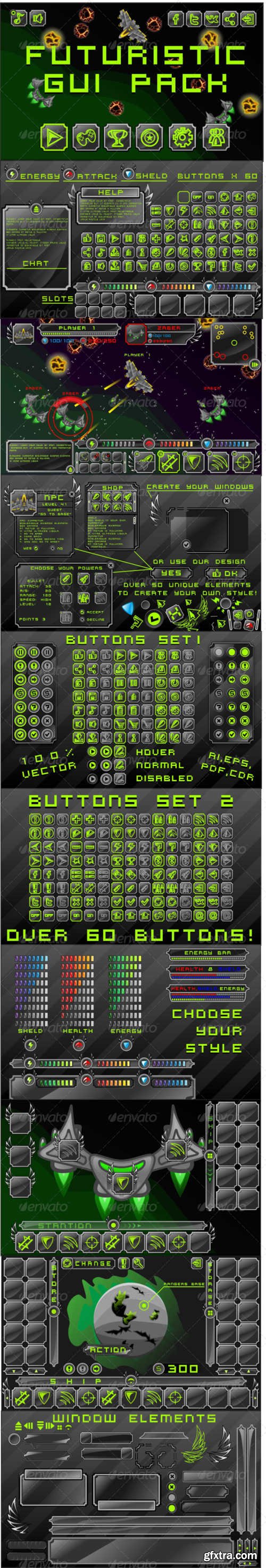 GraphicRiver - GreenButtons Futuristic GUI Pack