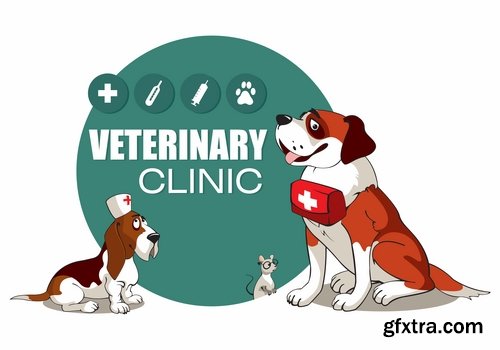 Collection of vector image veterinarian 25 Eps