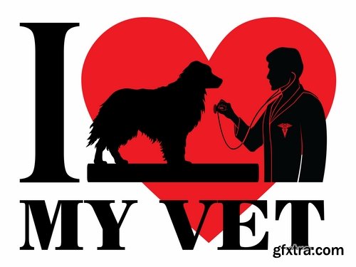 Collection of vector image veterinarian 25 Eps