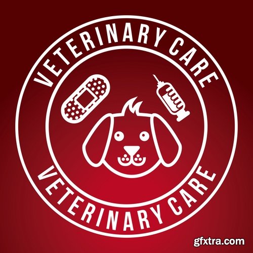 Collection of vector image veterinarian 25 Eps