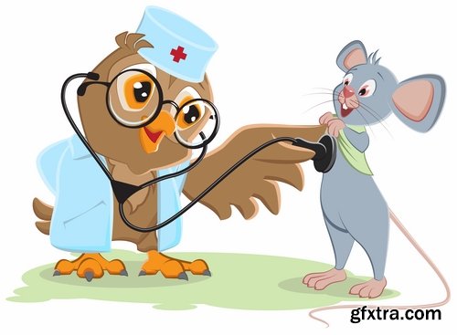 Collection of vector image veterinarian 25 Eps