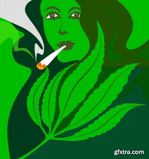 Collection of vector image marijuana-cannabis 25 Eps