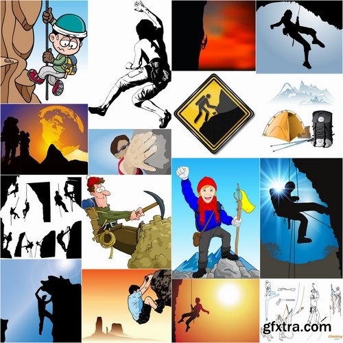 Collection of vector image climber 25 Eps