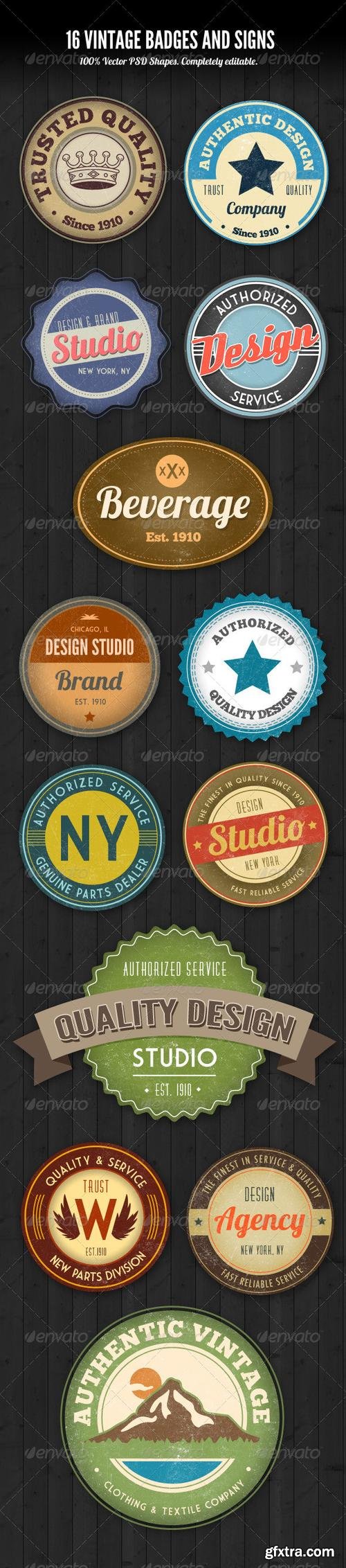 GraphicRiver - PSD Vintage Style Badges and Logos