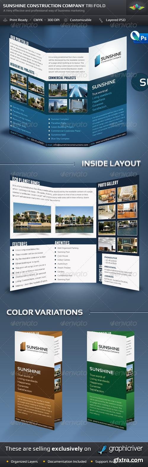 GraphicRiver - Sunshine Construction Company Tri Fold Brochure