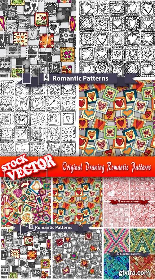 Stock Vector - Original Drawing Romantic Patterns