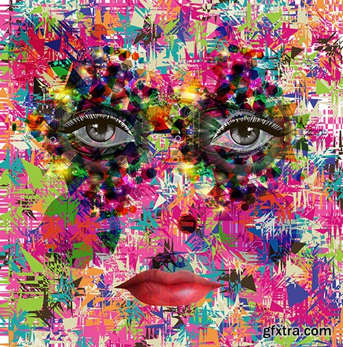 Abstract Faces Backgrounds - 25x JPEG