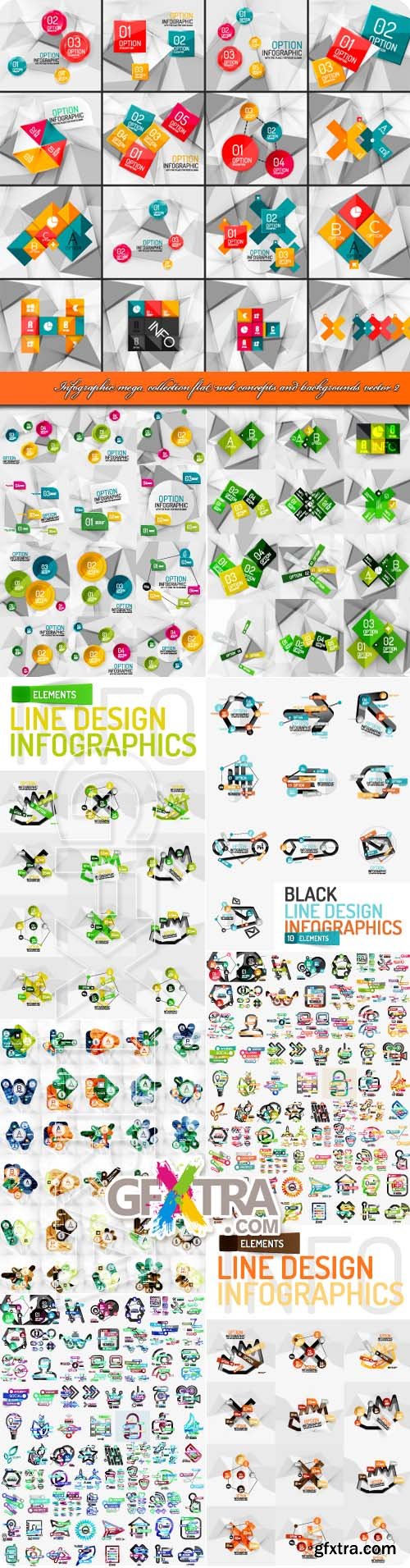 Infographic mega collection flat web concepts and backgrounds vector 2