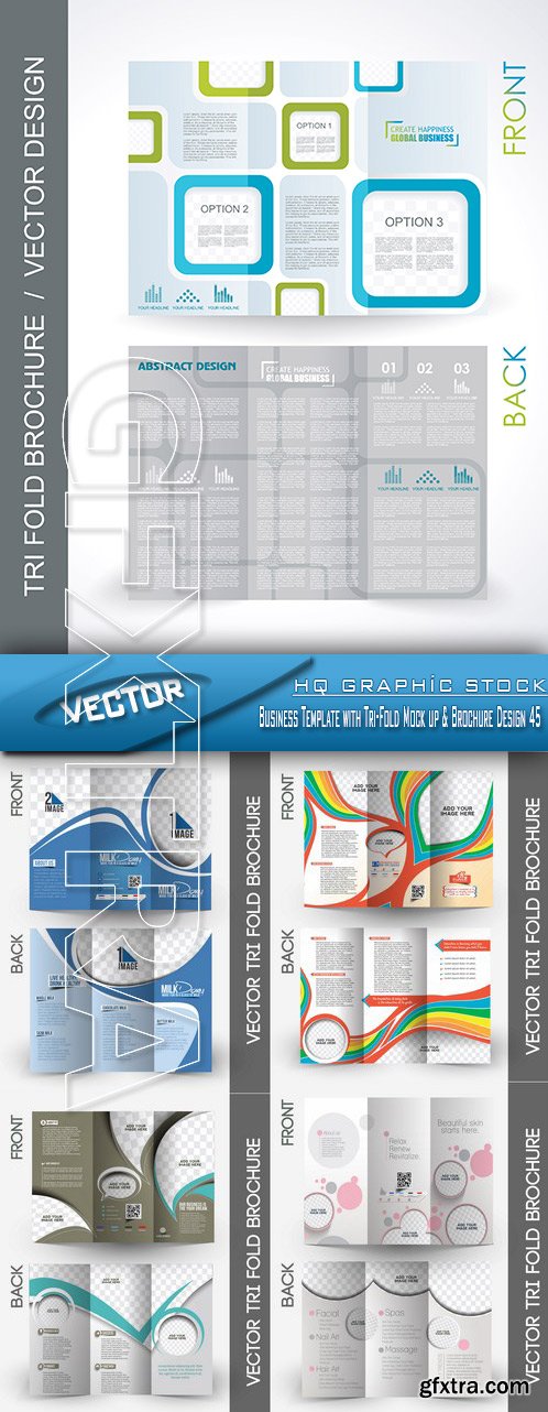 Stock Vector - Business Template with Tri-Fold Mock up & Brochure Design 45