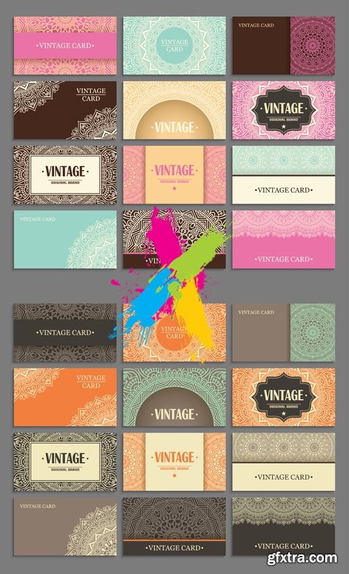 Vintage Floral Business Cards Vector