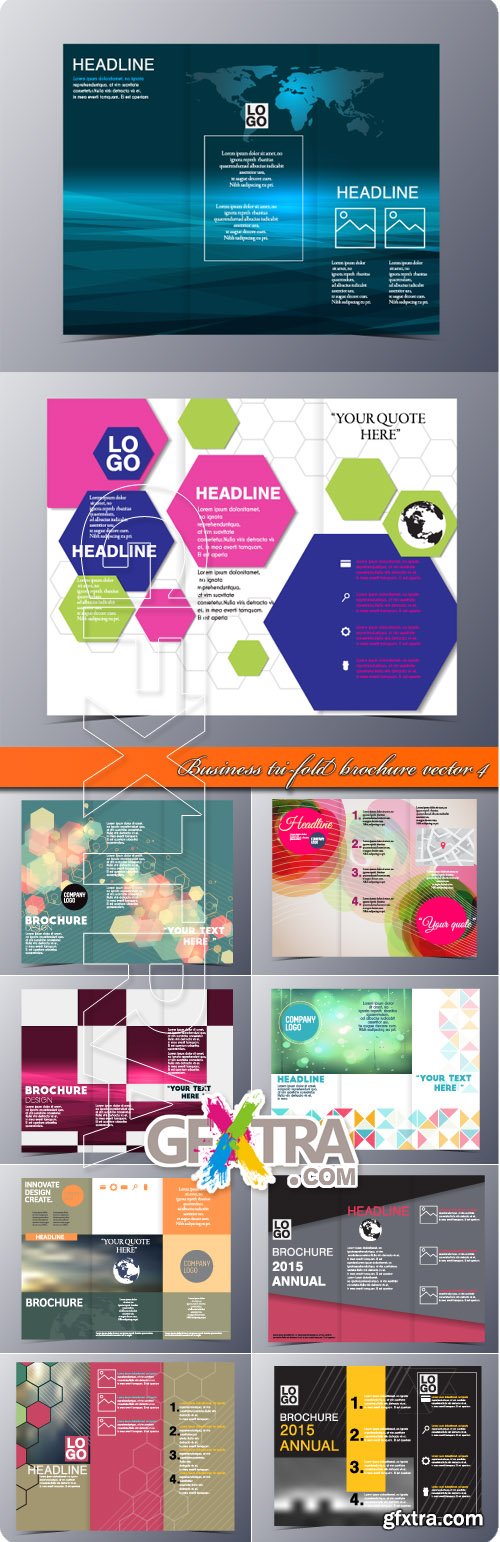 Business tri-fold brochure vector 4