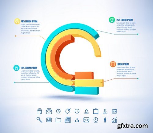 Stock Vectors - 3D Infographic Chart 9, 25xEPS