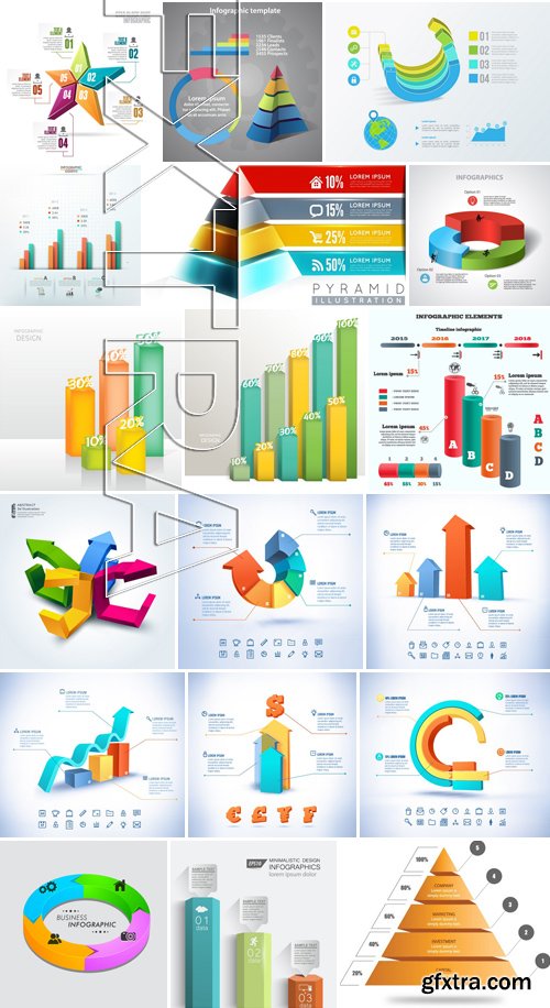 Stock Vectors - 3D Infographic Chart 9, 25xEPS