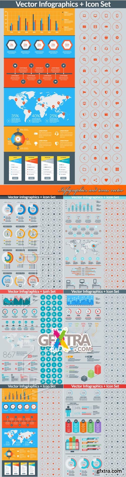 Infographics and icons set vector