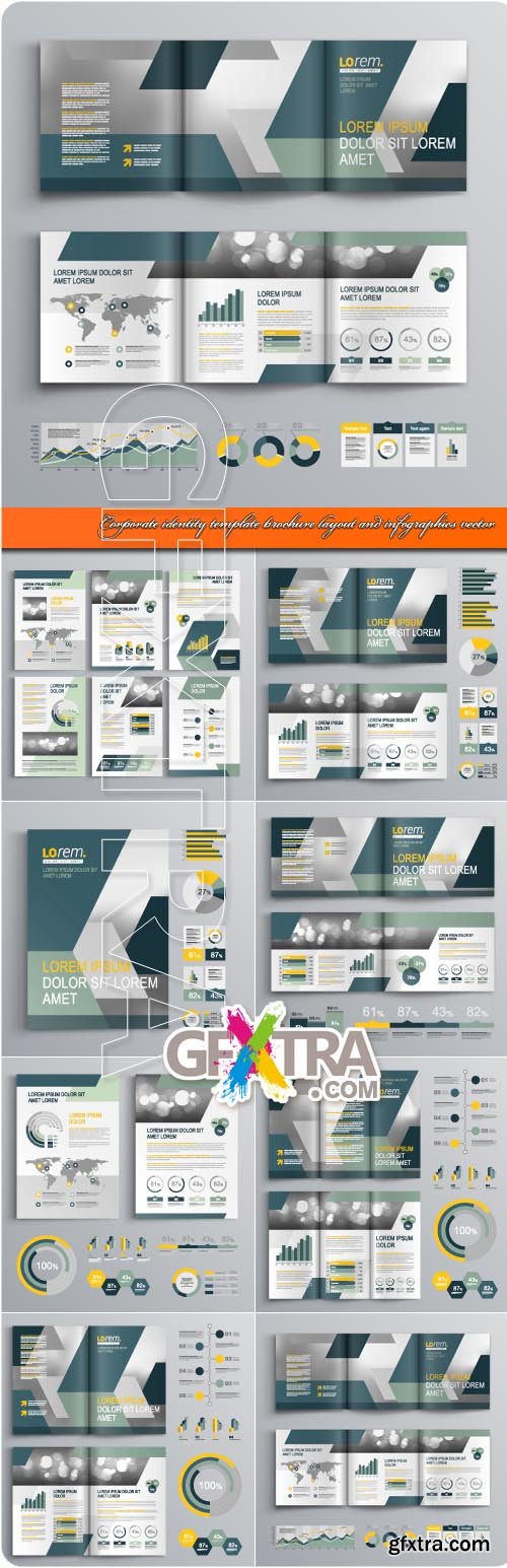 Corporate identity template brochure layout and infographics vector