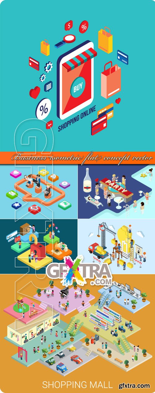 Business isometric flat concept vector