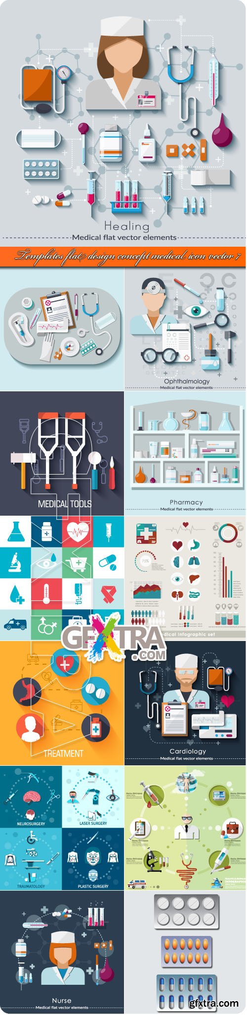 Templates flat design concept medical icon vector 7