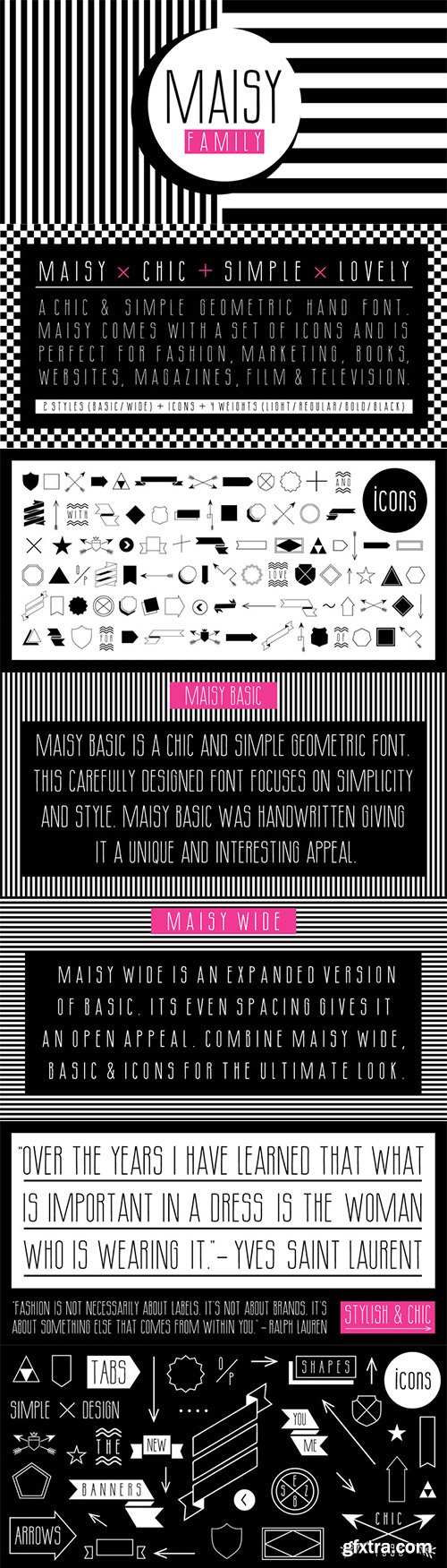 Maisy Geometric Hand Font Family 9xOTF $170