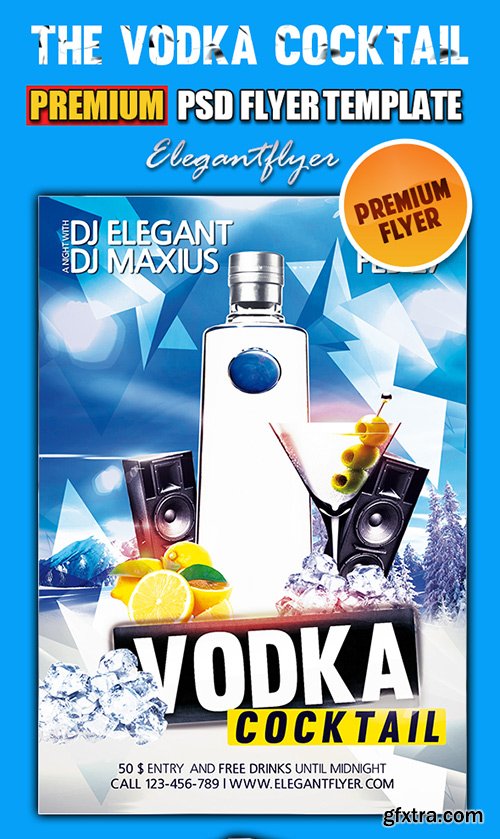 The Vodka Cocktail Premium Club flyer PSD Template