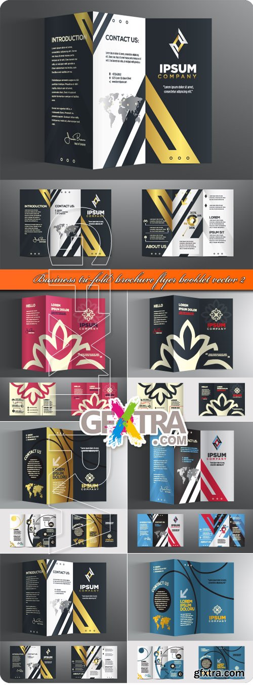 Business tri-fold brochure flyer booklet vector 2