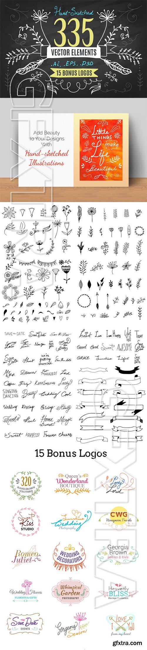 CM - Hand-Drawn Vector Kit + 15 Logos 62746