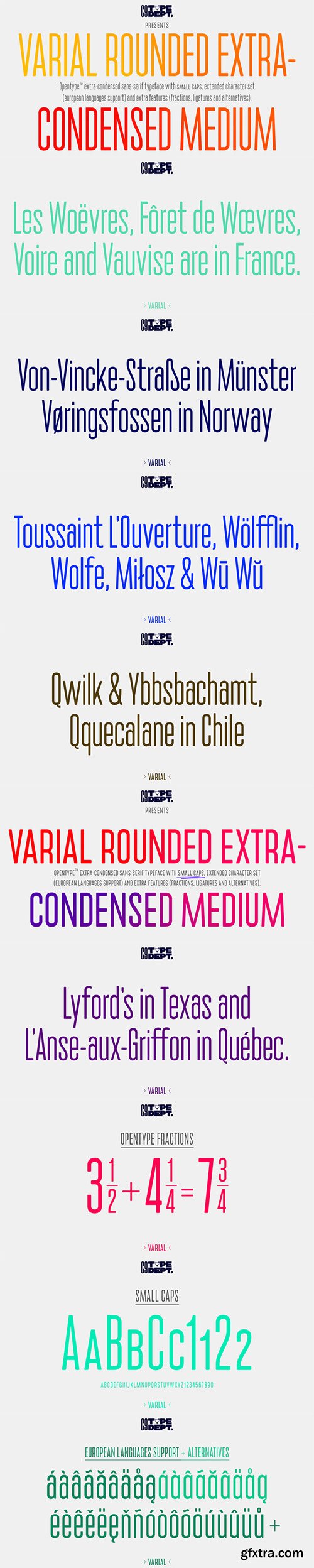 Varial Extra Condensed Medium Rounded OTF $35