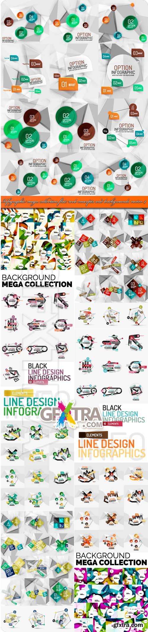 Infographic mega collection flat web concepts and backgrounds vector 4