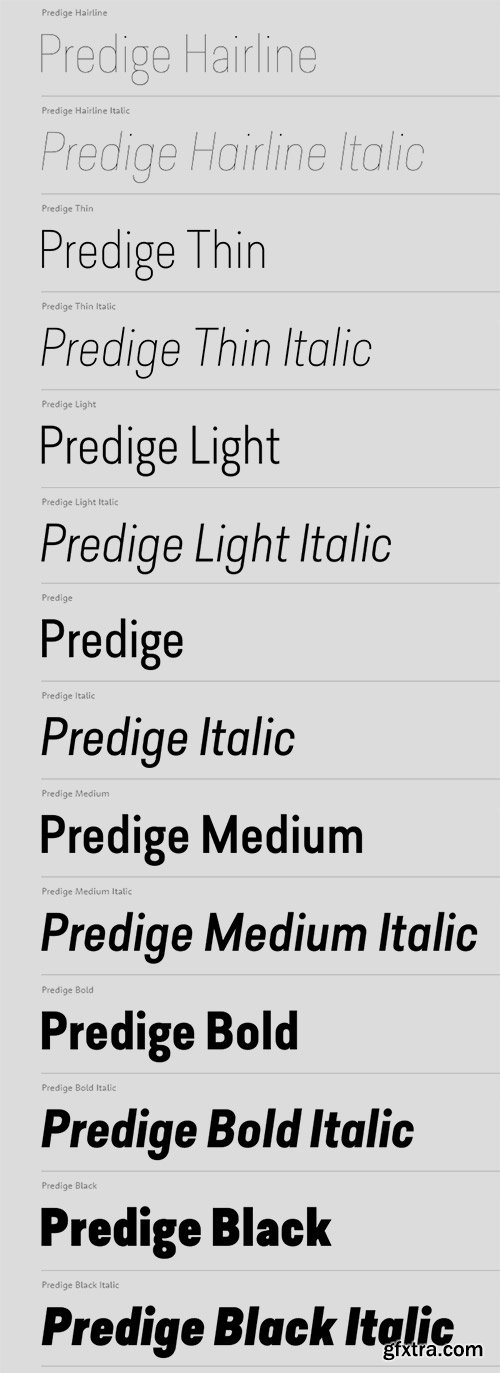 Predige - Condensed & Constructed Font Family 14xOTF $170