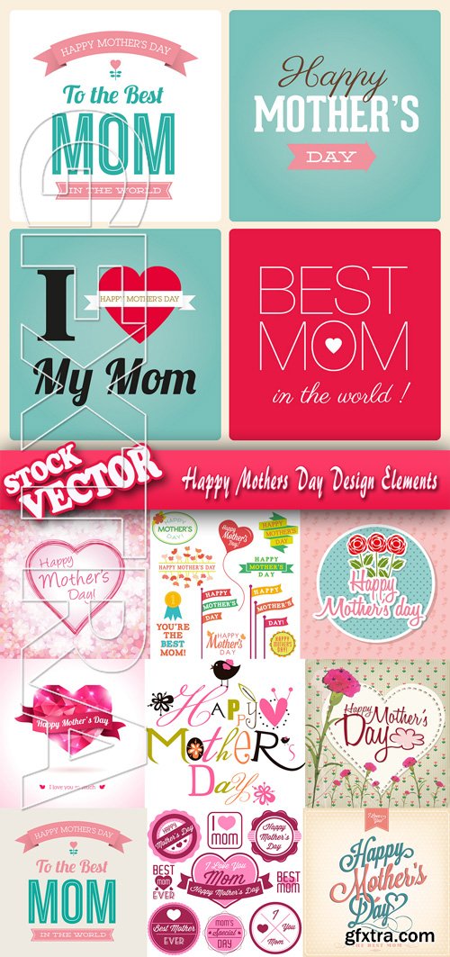 Stock Vector - Happy Mothers Day Design Elements