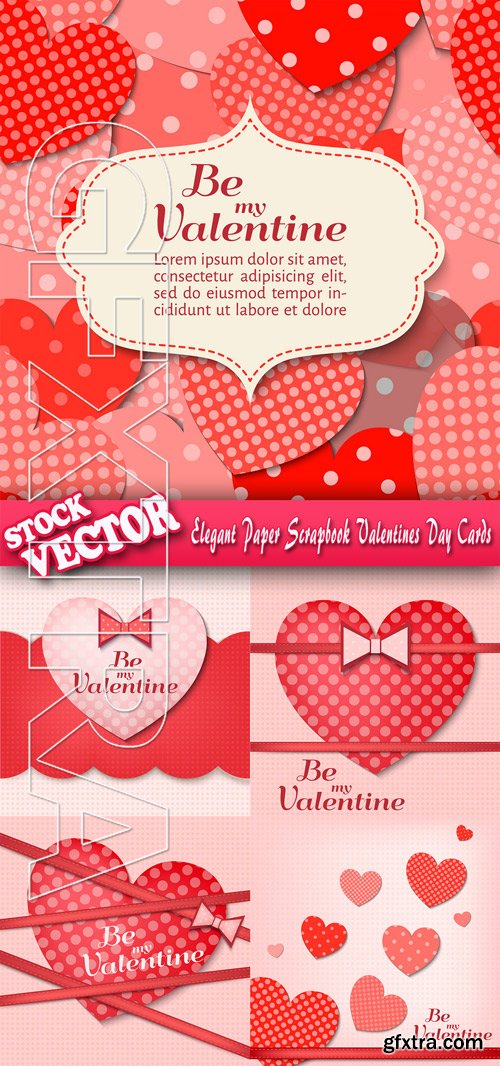 Stock Vector - Elegant Paper Scrapbook Valentines Day Cards