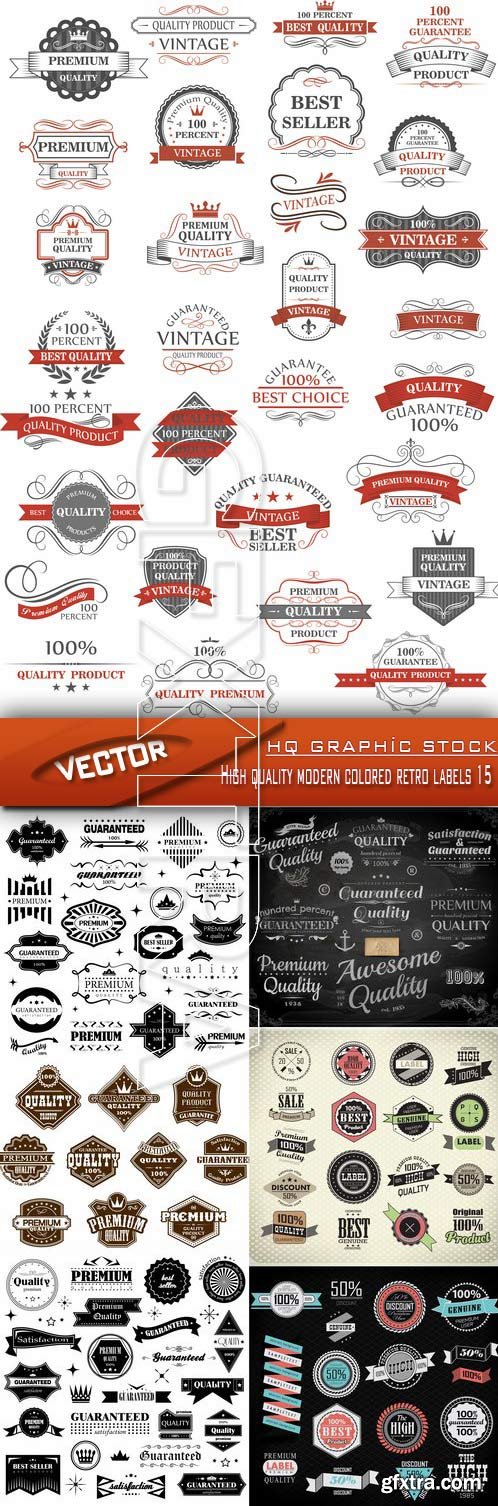 Stock Vector - High quality modern colored retro labels 15