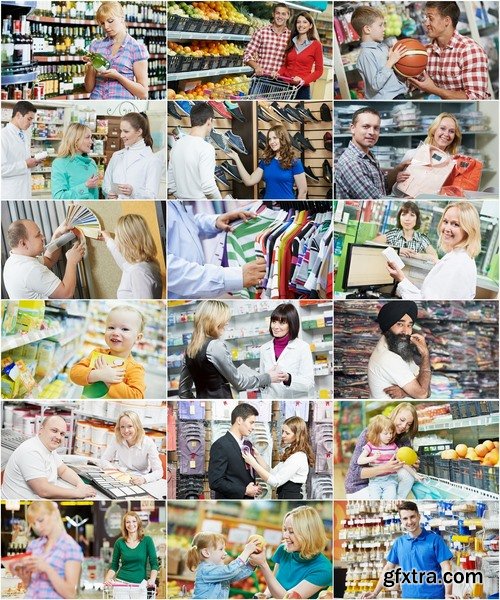 Collection of people are shopping in a supermarket 25 HQ Jpeg