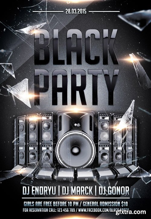 Black Party Club Flyer PSD Template