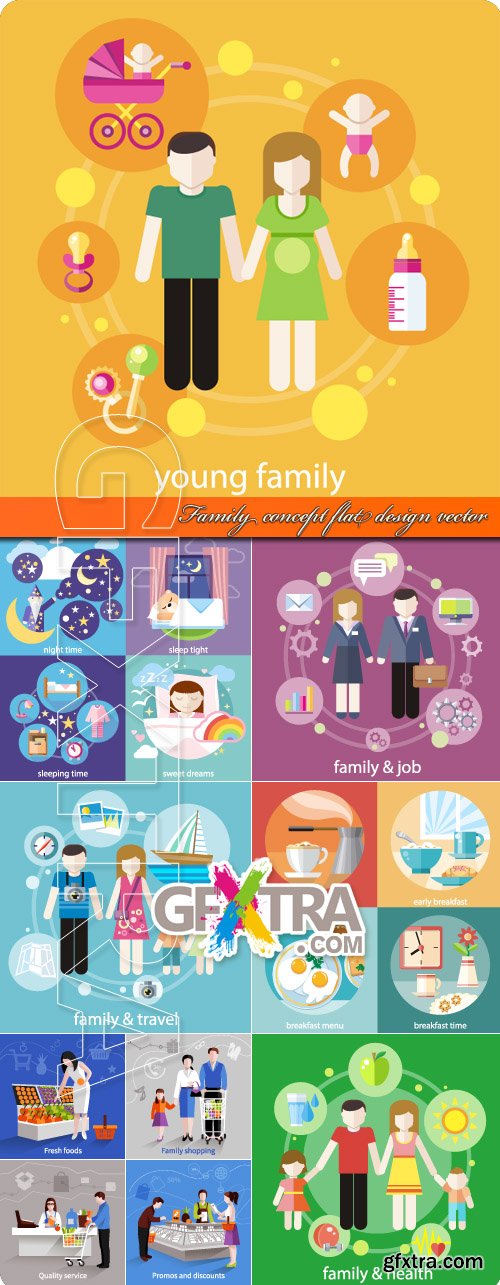 Family concept flat design vector