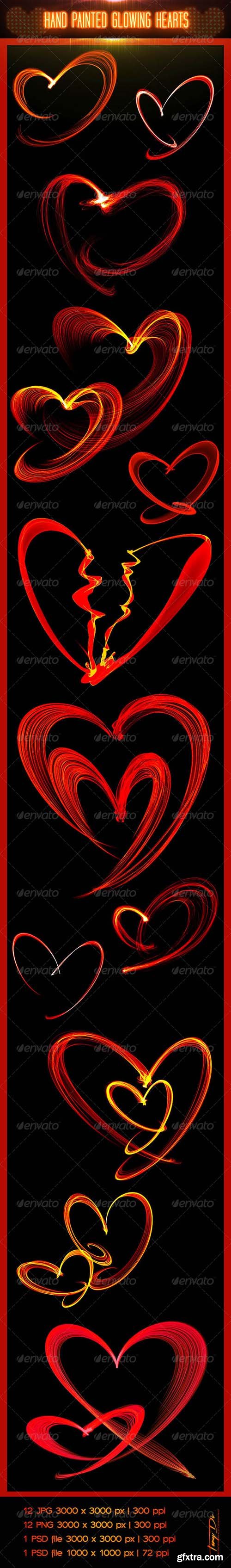 GraphicRiver Hand Painted Glowing Hearts 6610541