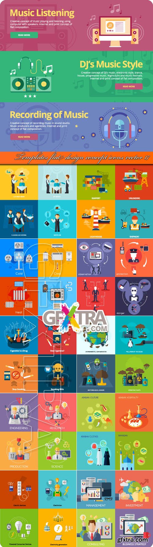 Templates flat design concept icons vector 17