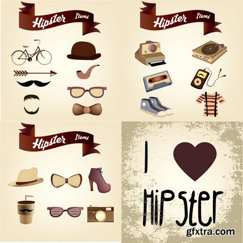 Stock Vectors - Hipster 4, 28xEPS