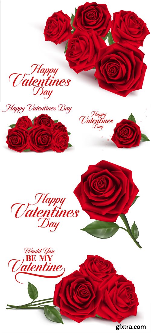 Red roses, happy Valentine's day vector