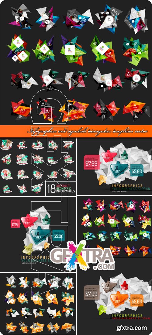 Infographics and symbols triangular templates vector