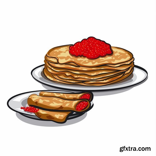 Collection of vector image pancakes 25 Eps