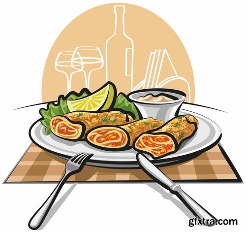 Collection of vector image pancakes 25 Eps