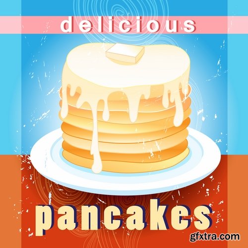 Collection of vector image pancakes 25 Eps